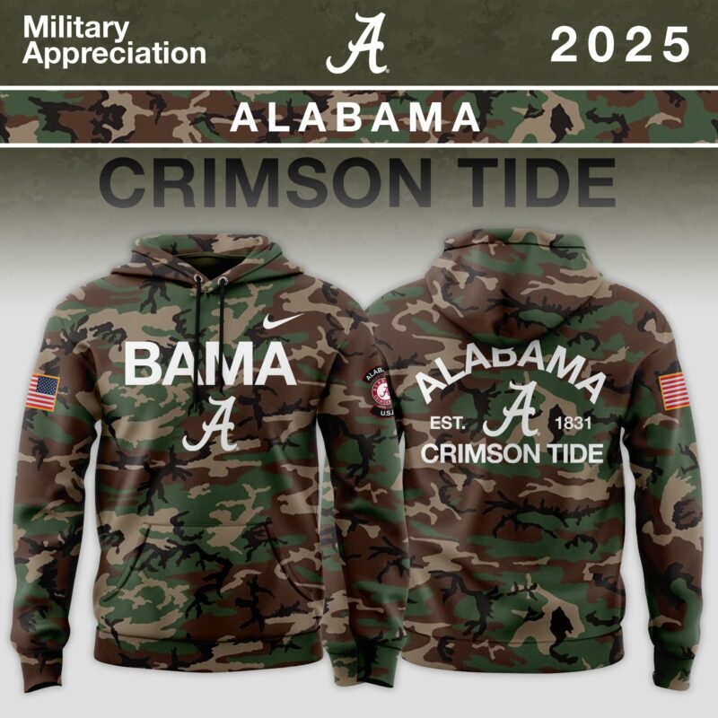 _ Alabama Crimson Tide 2025 Military Appreciation Limited Edition Hoodie - Camo
