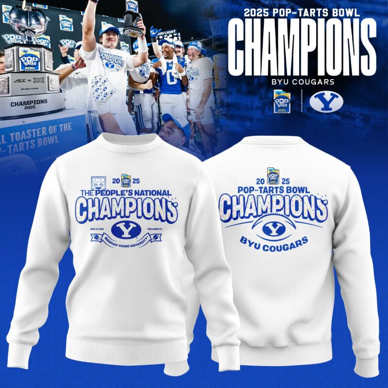 _ BYU Cougars 2025 Pop-Tarts Bowl Champions Locker Room Sweatshirt