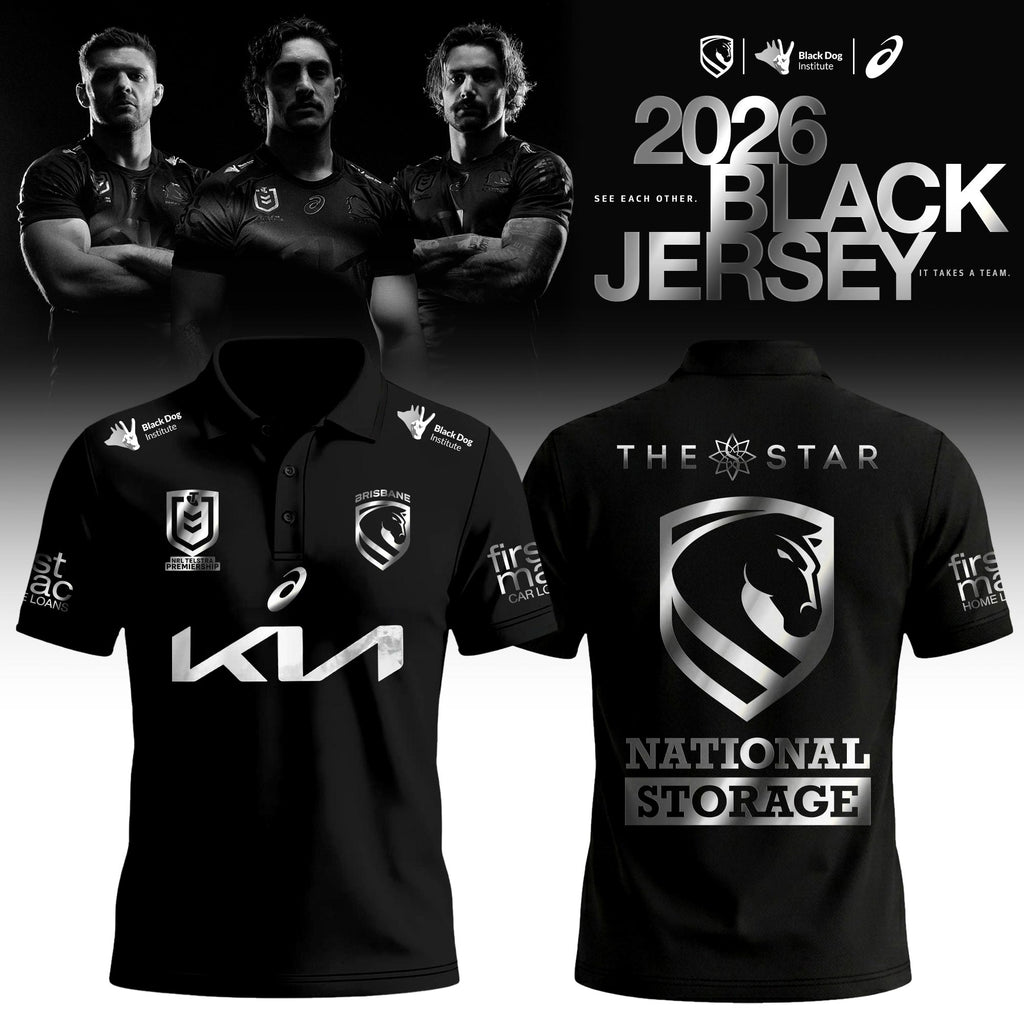Brisbane Broncos 2026 Black Polo