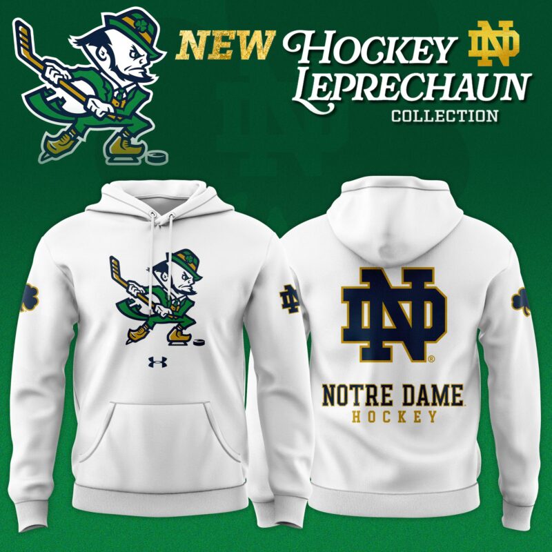 _ Notre Dame Fighting Irish Hockey Leprechaun Limited Editions Hoodie - White