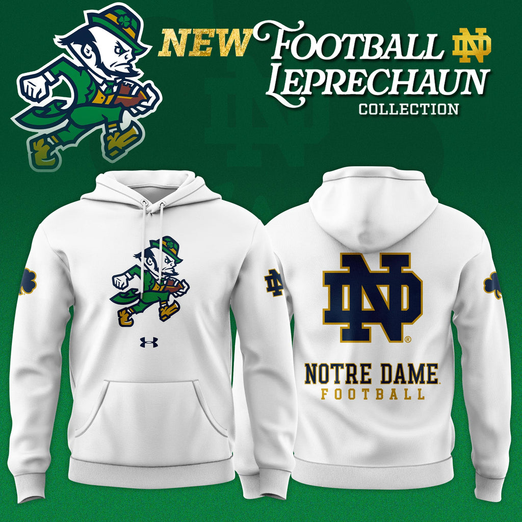 Notre Dame Fighting Irish Football Leprechaun Limited Editions Hoodie - White