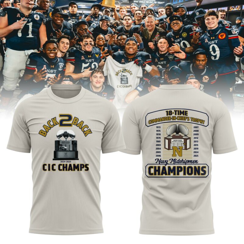 Navy Midshipmen 2025 Commander-in-Chief's Trophy Champions T-Shirt