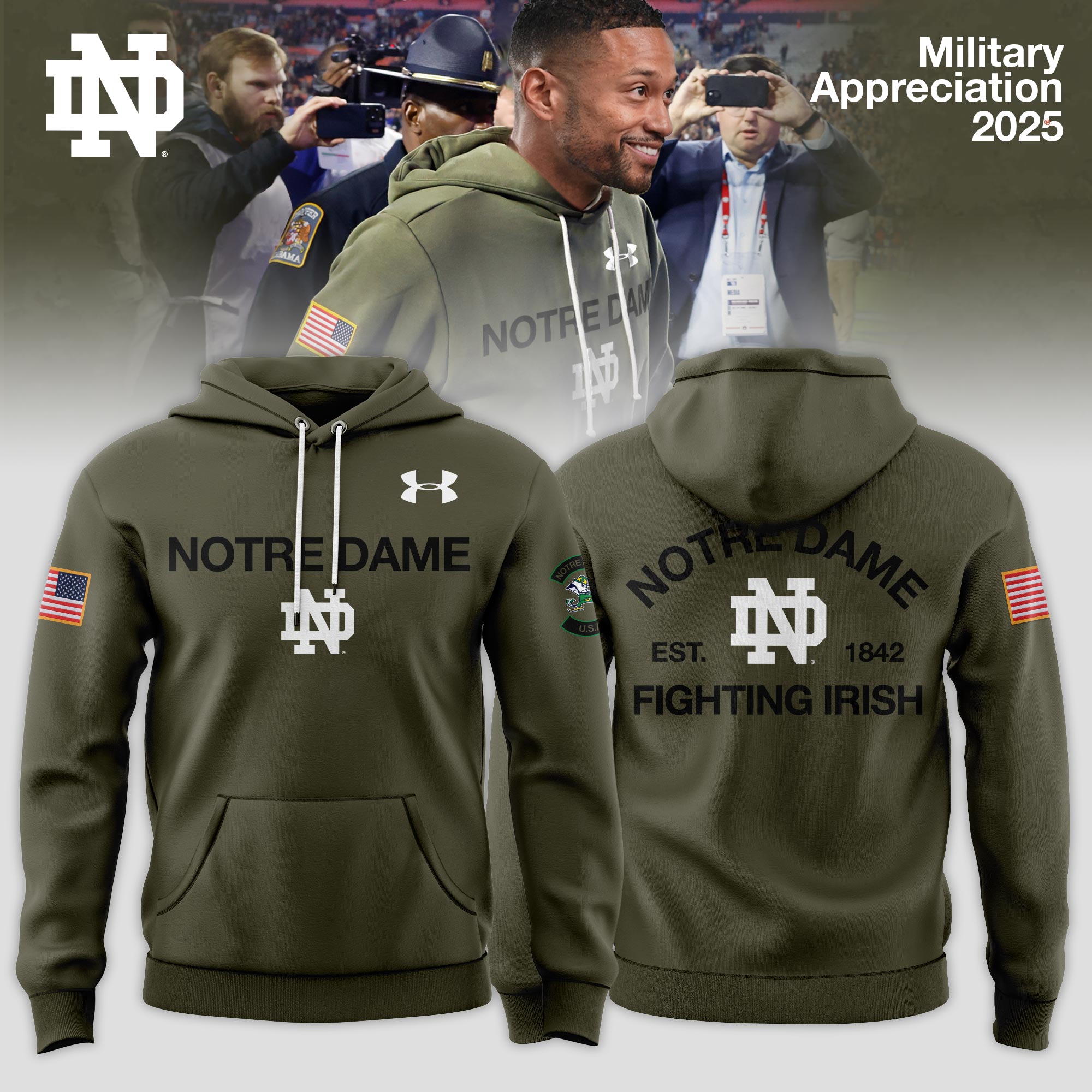 _ Notre Dame Fighting Irish 2025 Military Appreciation Limited Edition Hoodie