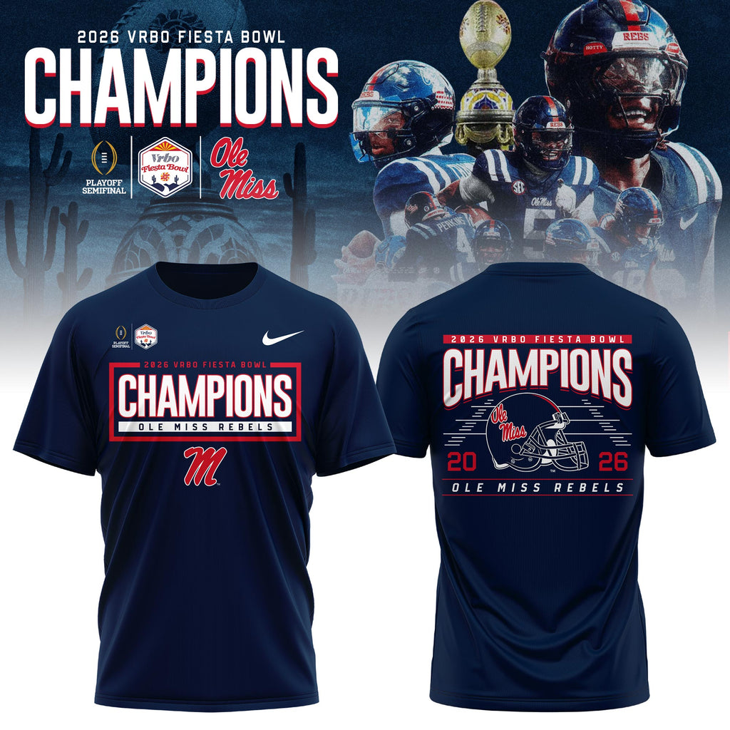 Ole Miss Rebels 2026 Fiesta Bowl Champions T-shirt - Navy