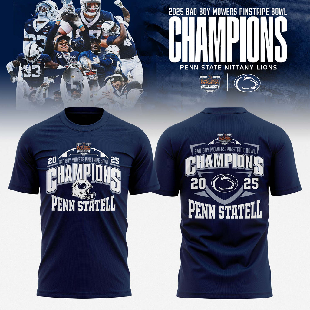 Penn State Nittany Lions 2025 Bad Boy Mowers Pinstripe Bowl Champions T-shirt