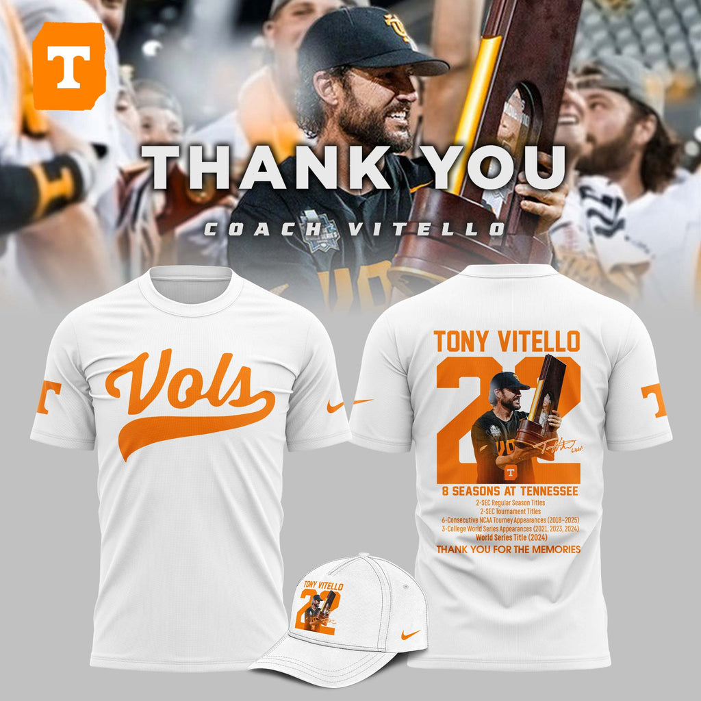 Tennessee Volunteers Thank You Coach Vitello T-shirt – White