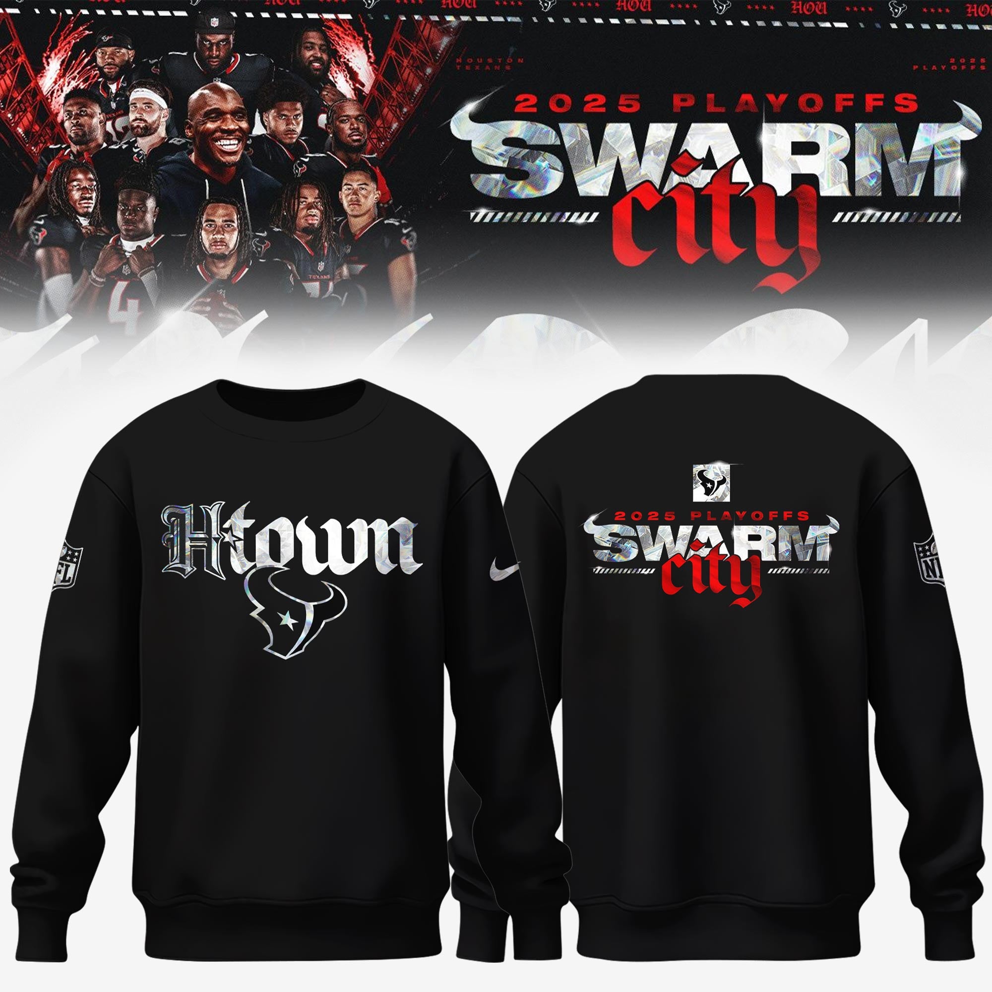 _ Houston Texans 2025 NFL Playoffs S.W.A.R.M. City Special Edition Sweatshirt