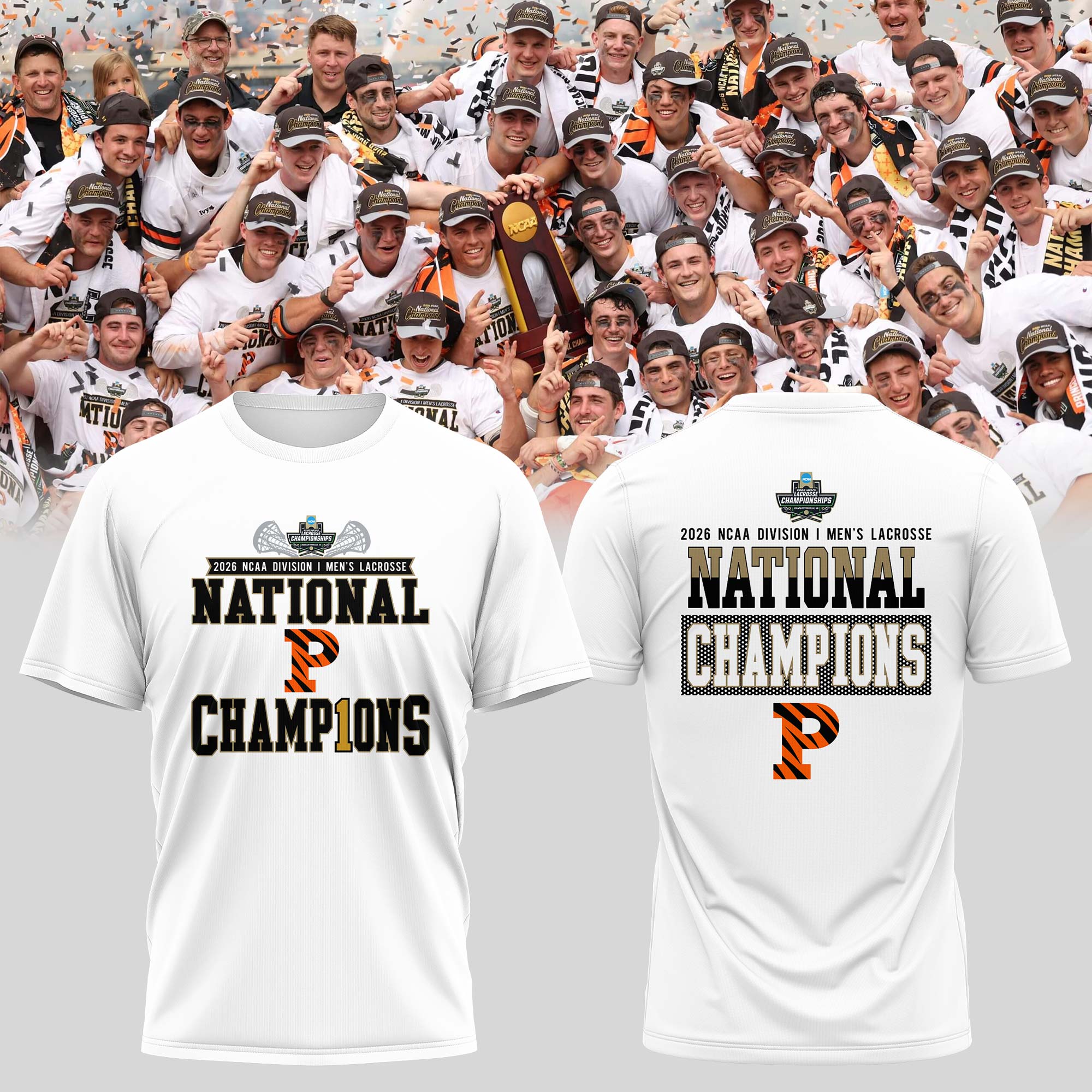 Princeton Tigers 2026 NCAA Men's Lacrosse National Champions Locker Room T-Shirt