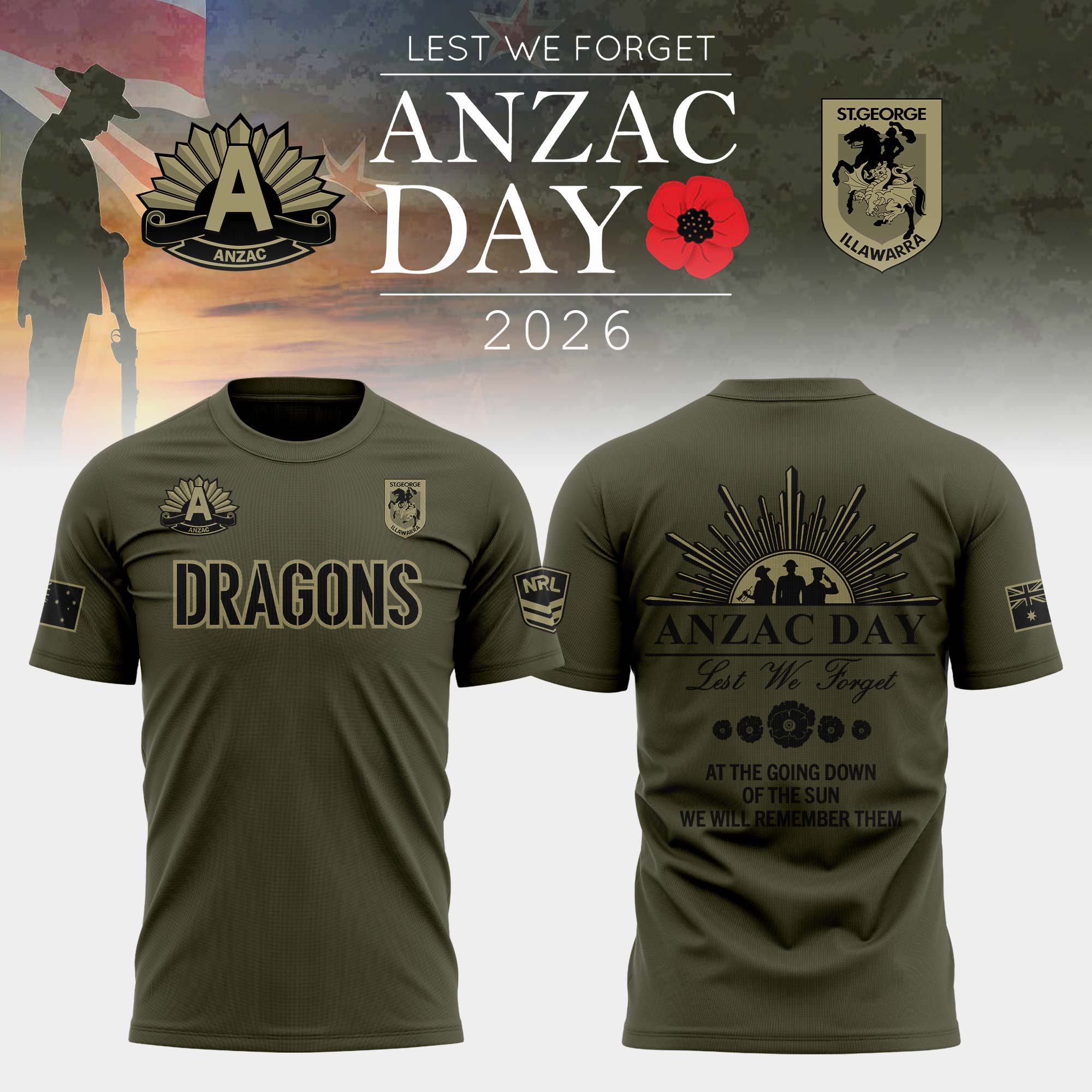 St. George Illawarra Dragons Anzac Day T-shirt
