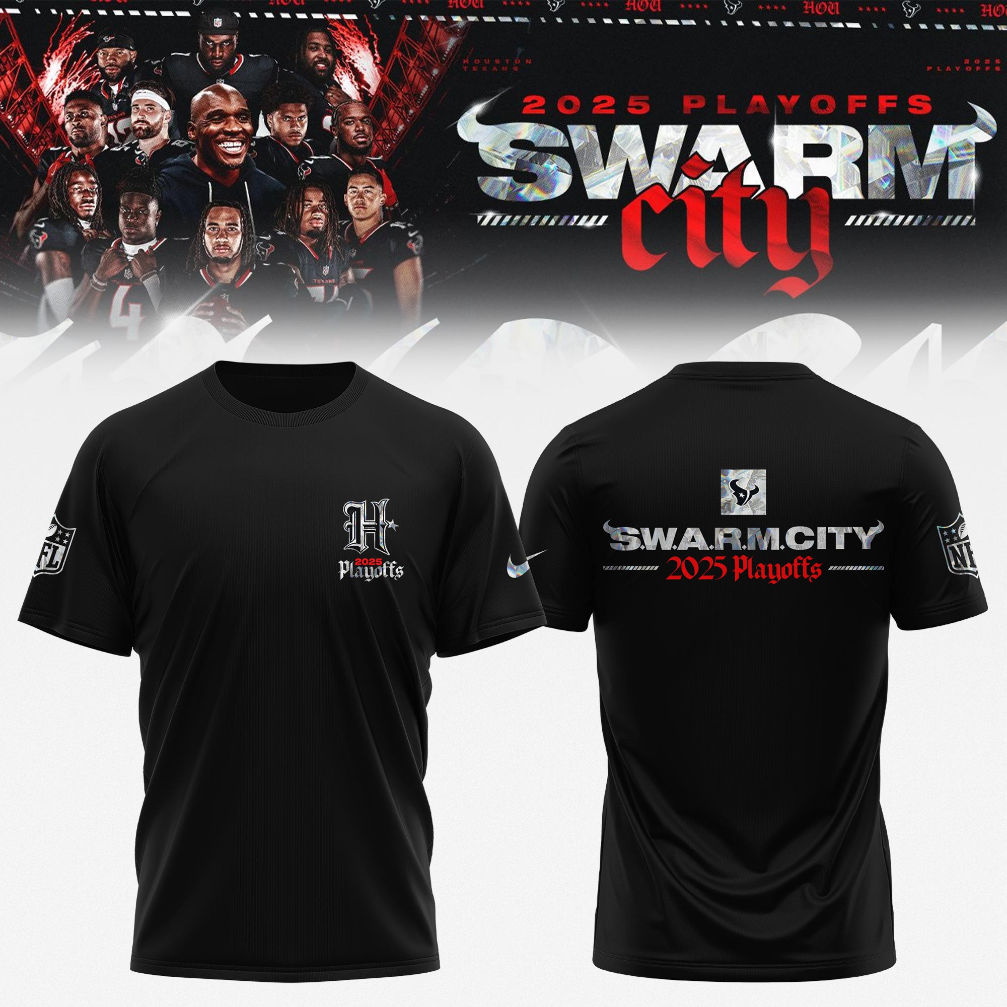 _ Houston Texans 2025 NFL Playoffs S.W.A.R.M. City Special Edition T-shirt