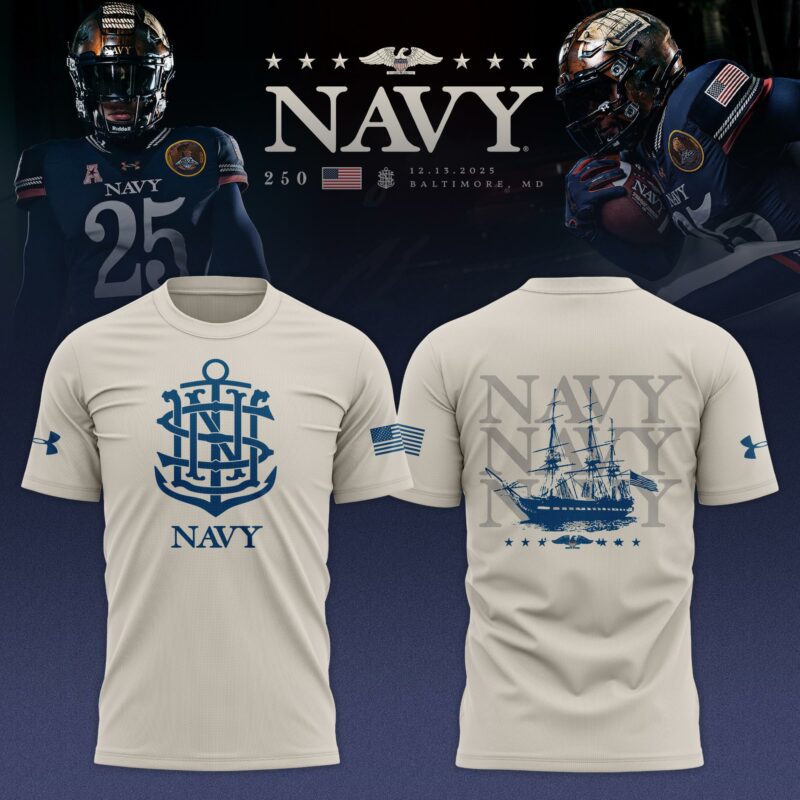 Navy Midshipmen 250th Anniversary Limited Edition T-shirt - Cream