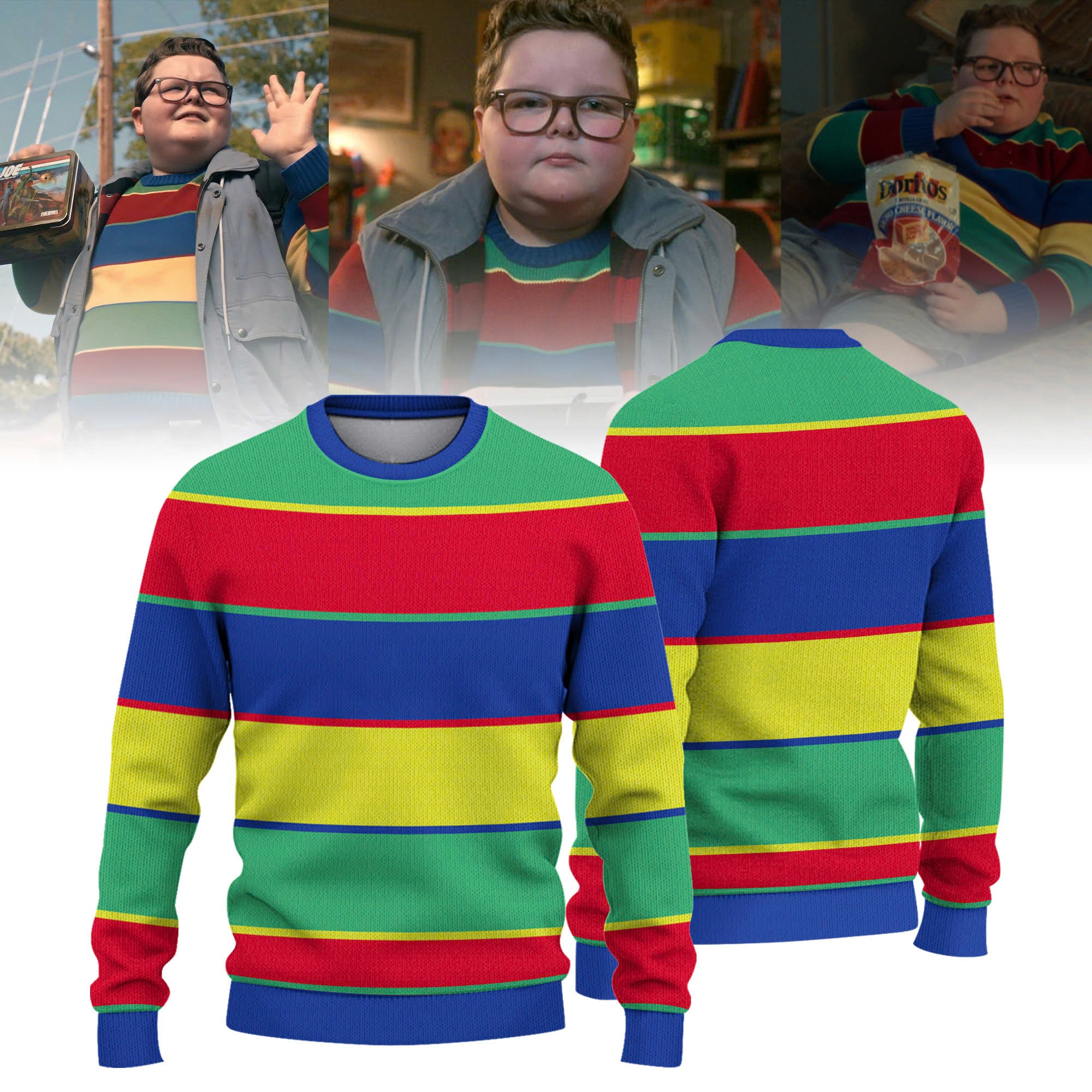 Derek Turnbow Multicolored Striped Sweater In Stranger Things 5