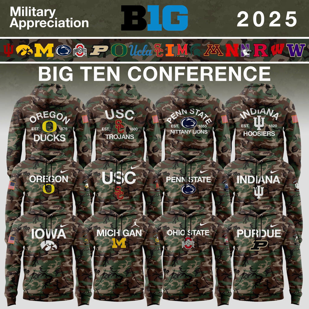 Big Ten Conference Teams 2025 Military Appreciation Limited Edition Hoodie - Camo
