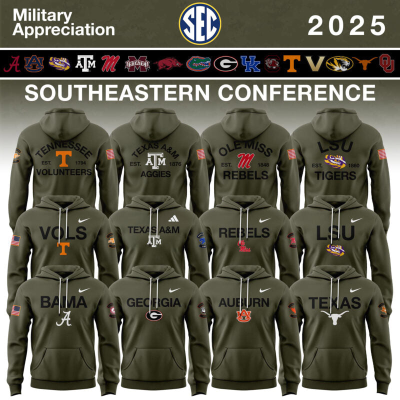 Southeastern Conference Teams 2025 Military Appreciation Limited Edition Hoodie