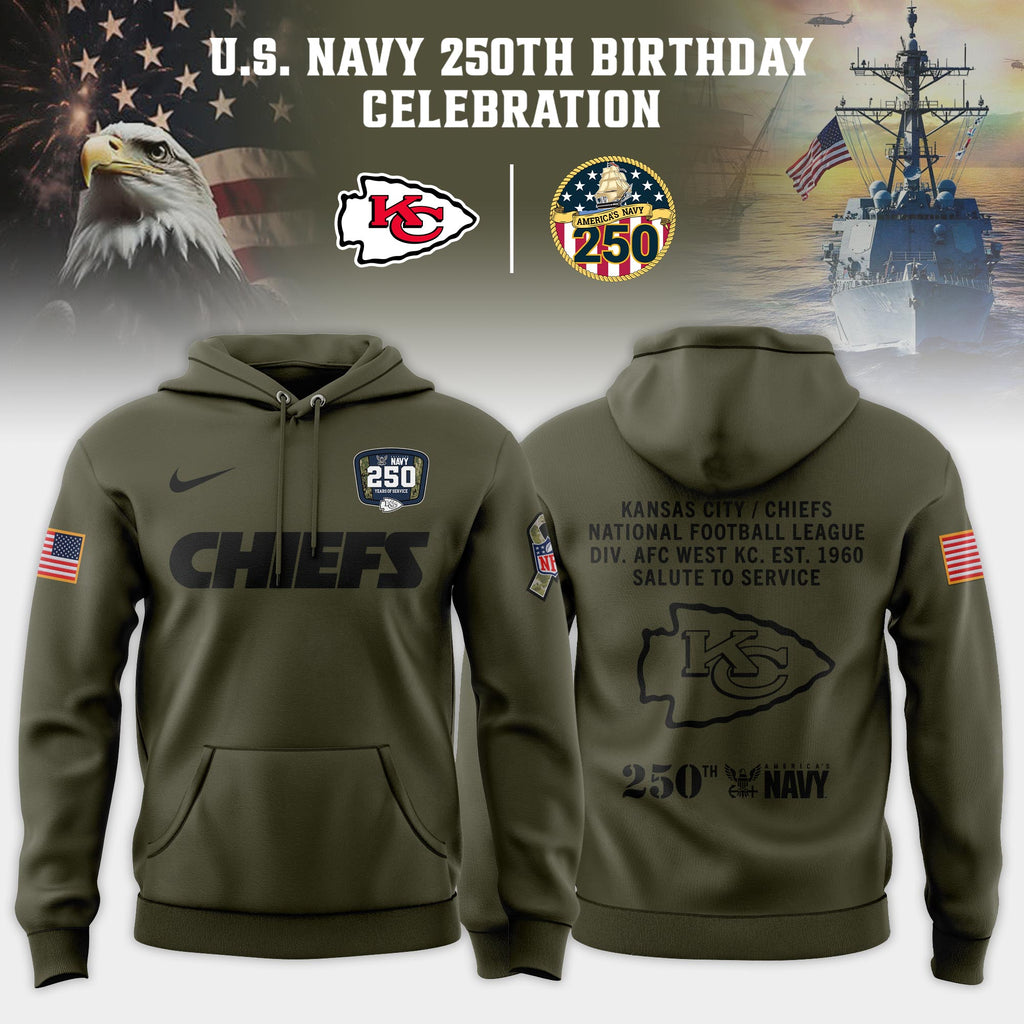 Kansas City Chiefs US Navy's 250th Birthday Limited Editions Hoodie