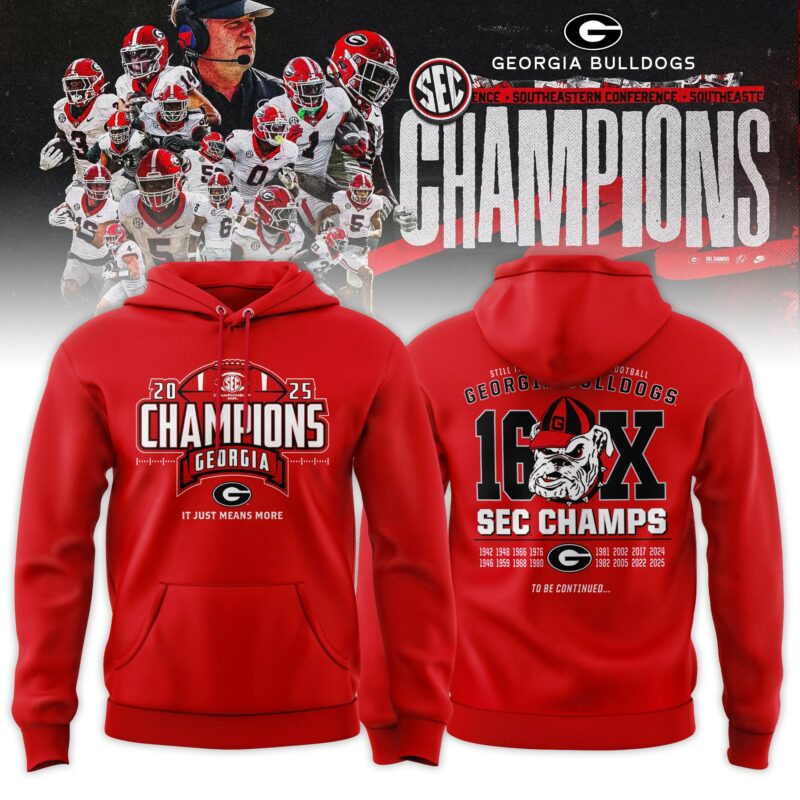 _ .Georgia Bulldogs 2025 SEC Football Champions Locker Room Hoodie