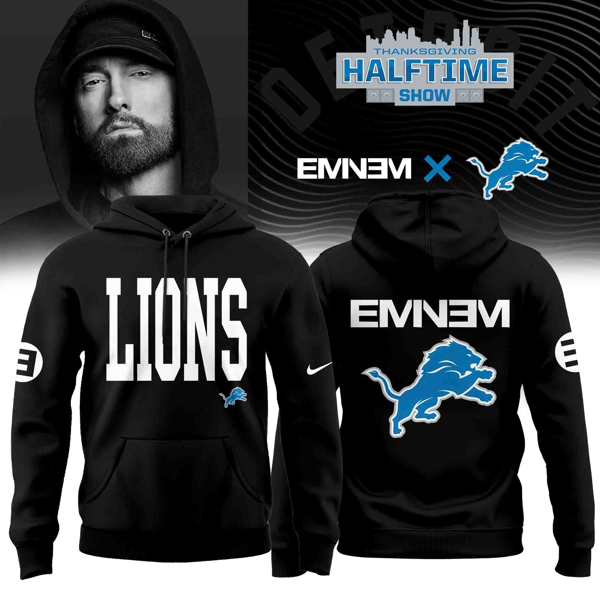 _ .Eminem x Detroit Lions Limited Edition Hoodie