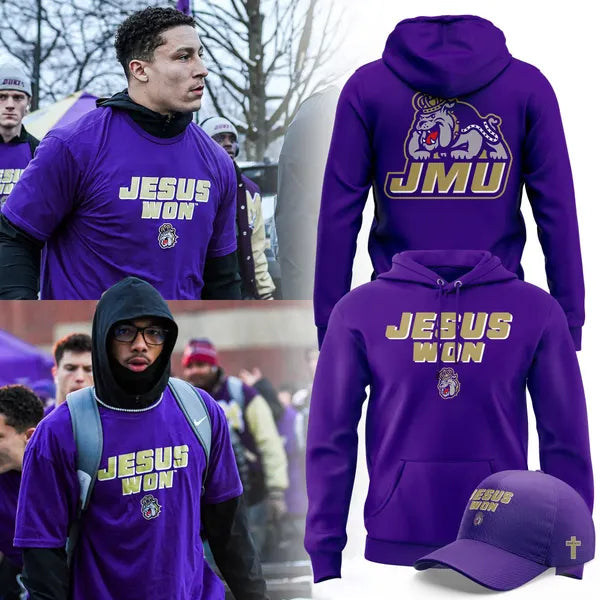 _ Limited Edition JMU Football JESUS WON Hoodie