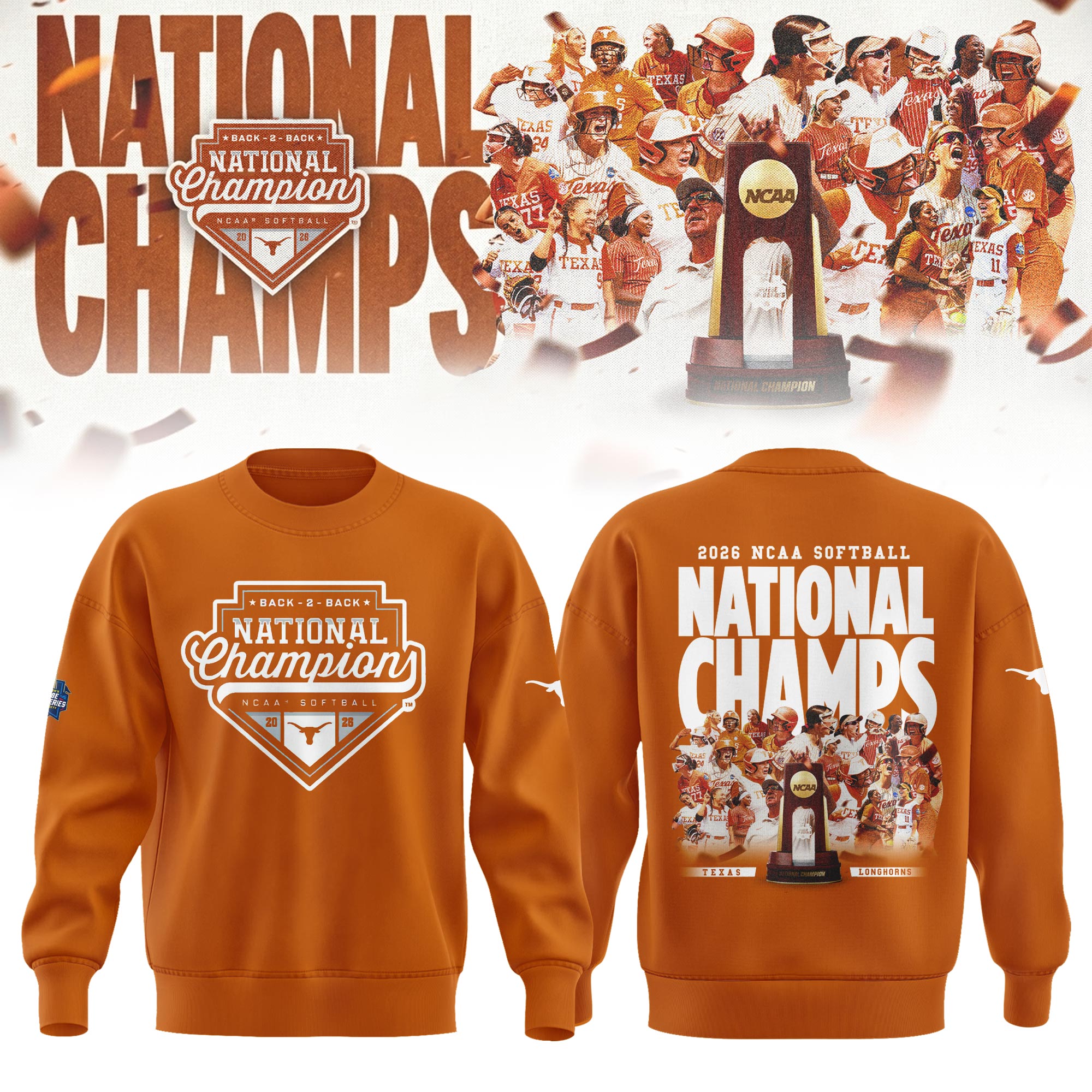Texas Longhorns 2026 NCAA Softball Women's College World Series National Champions Sweater