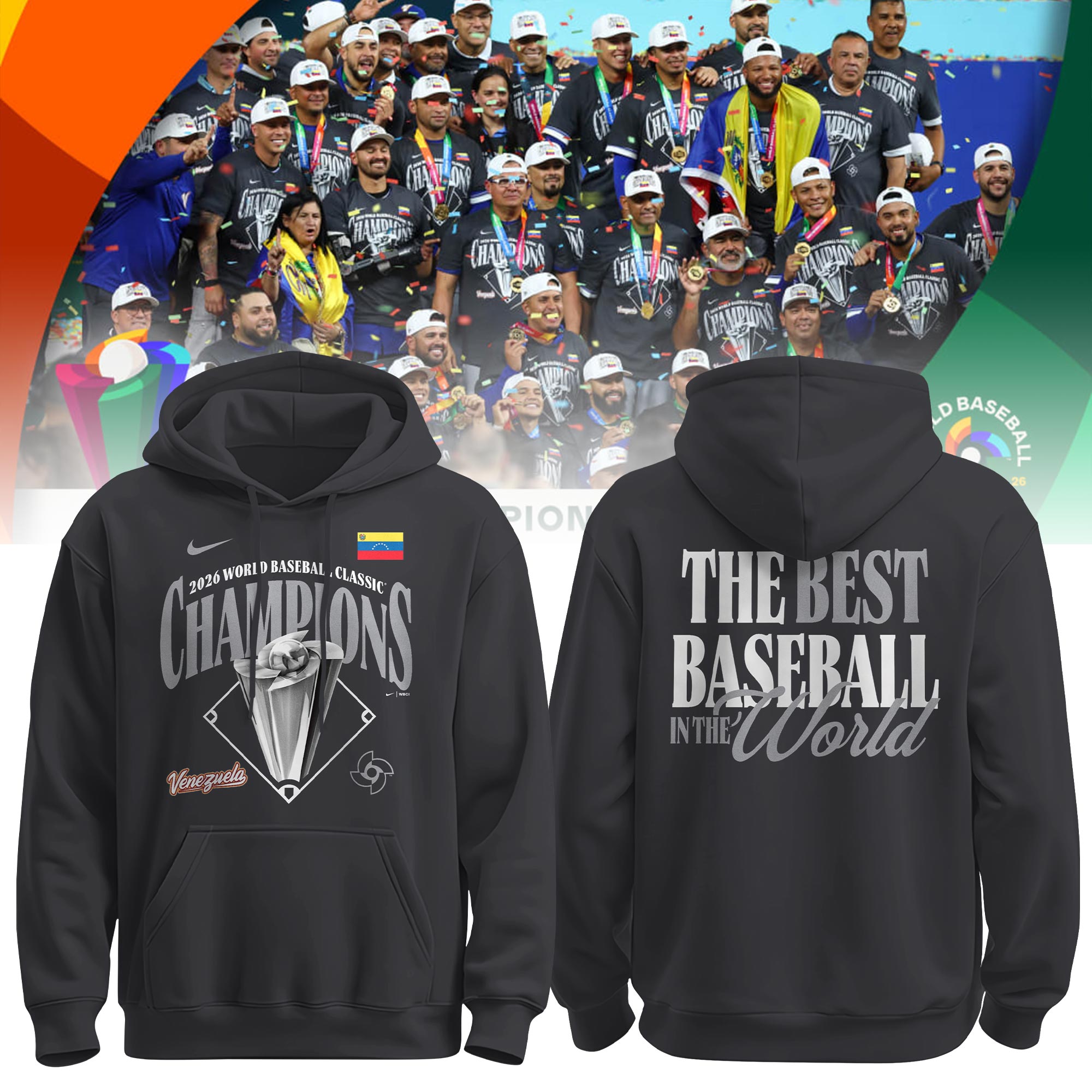 Venezuela Baseball 2026 World Baseball Classic Champions Locker Room Hoodie
