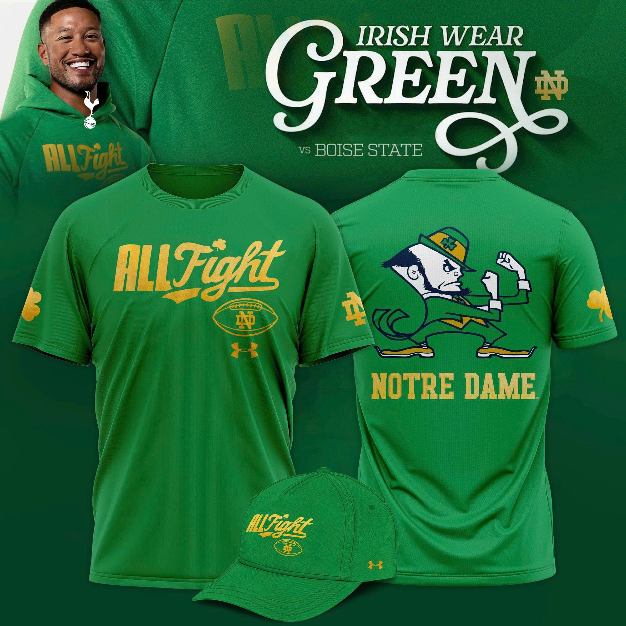 ..Kelly Green Notre Dame Fighting Irish All Fight Limited Edition Tshirt