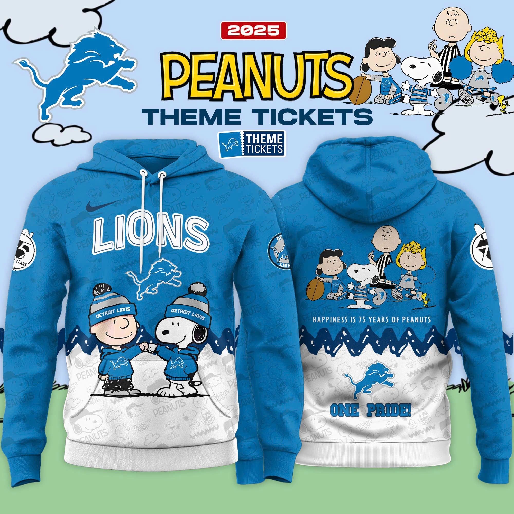 ..Detroit Lions x Peanuts Limited Editions 2025 Hoodie