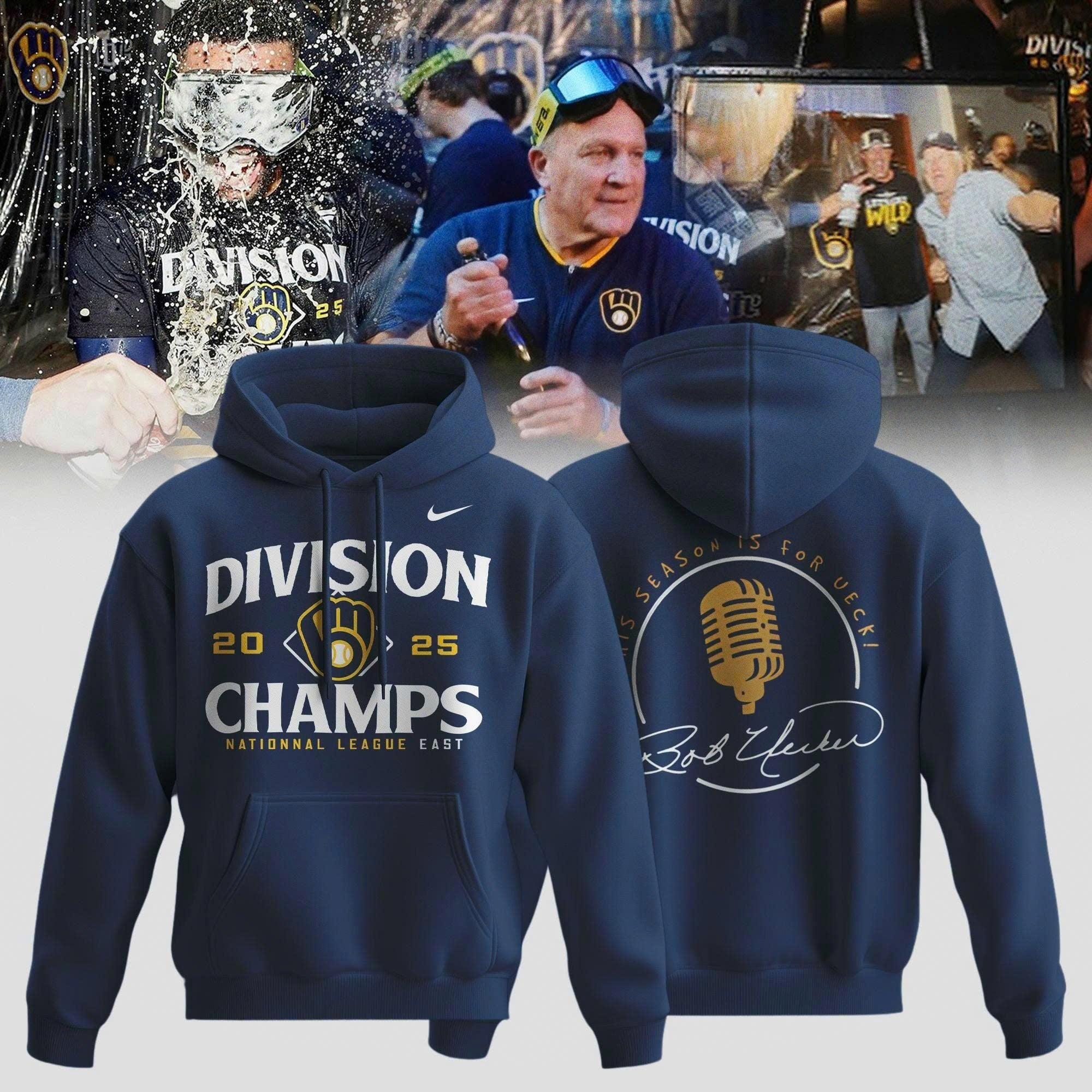 _ Milwaukee Brewers Bob Uceck 2025 NL Central Division Champions Hoodie