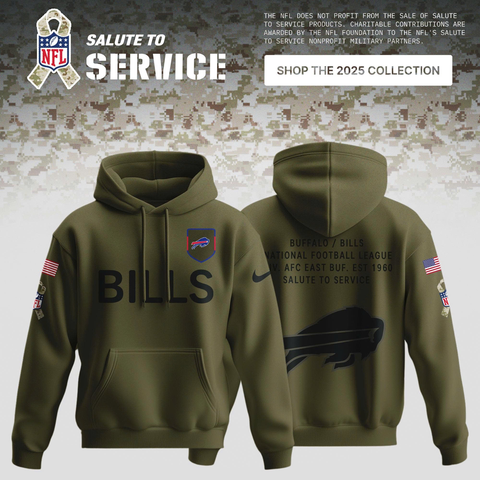 _ Buffalo Bills Olive 2025 NFL Salute to Service Limited Hoodie