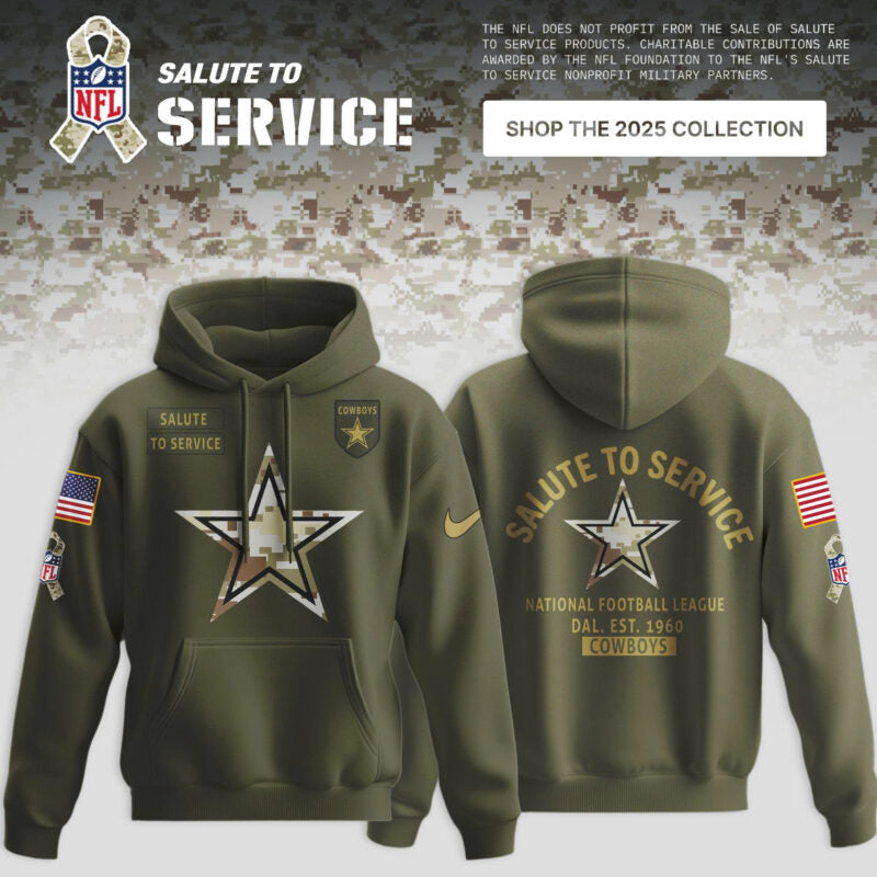 _ Dallas Cowboys Olive 2025 NFL Salute to Service Limited Hoodie