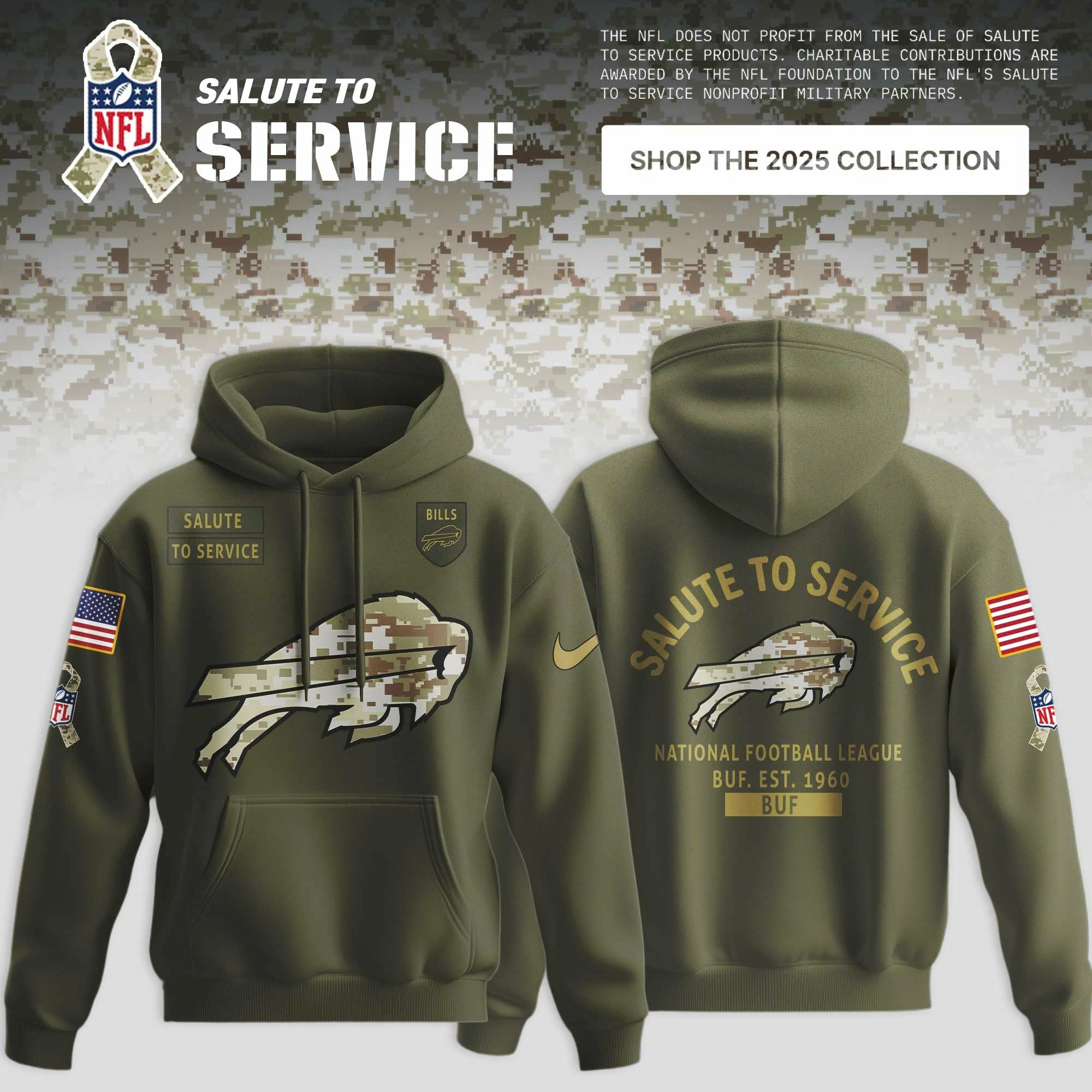 _ Buffalo Bills Olive 2025 NFL Salute to Service Limited Hoodie