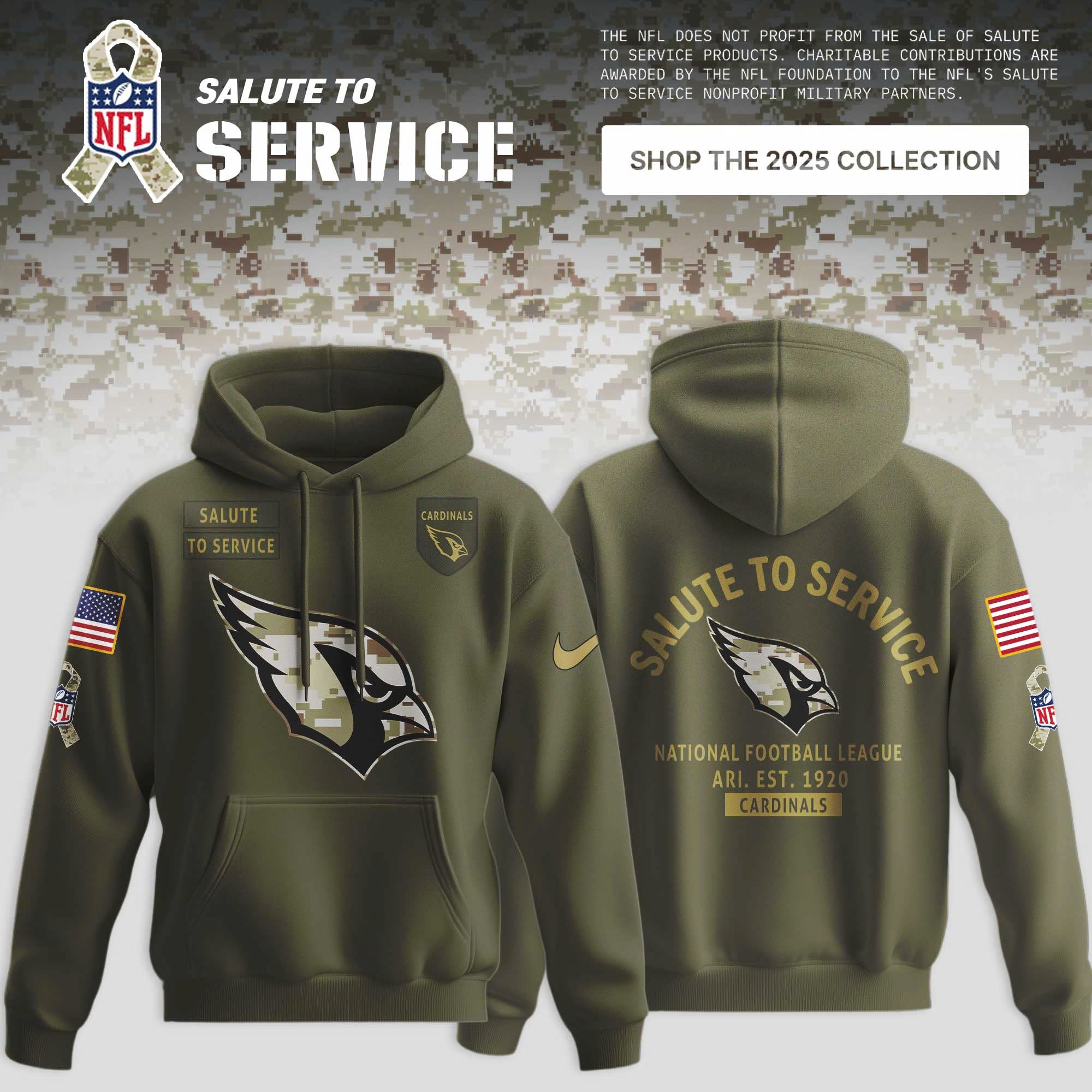 _ Arizona Cardinals Olive 2025 NFL Salute to Service Limited Hoodie