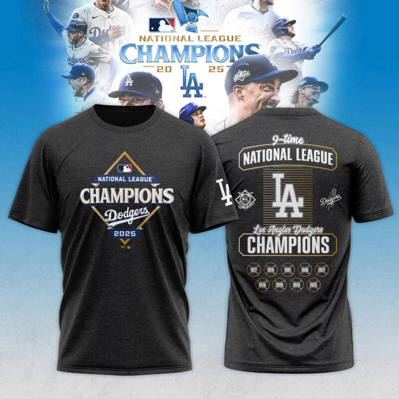 Los Angeles Dodgers 2025 National League Champions Locker Room Limited Edition T-Shirt