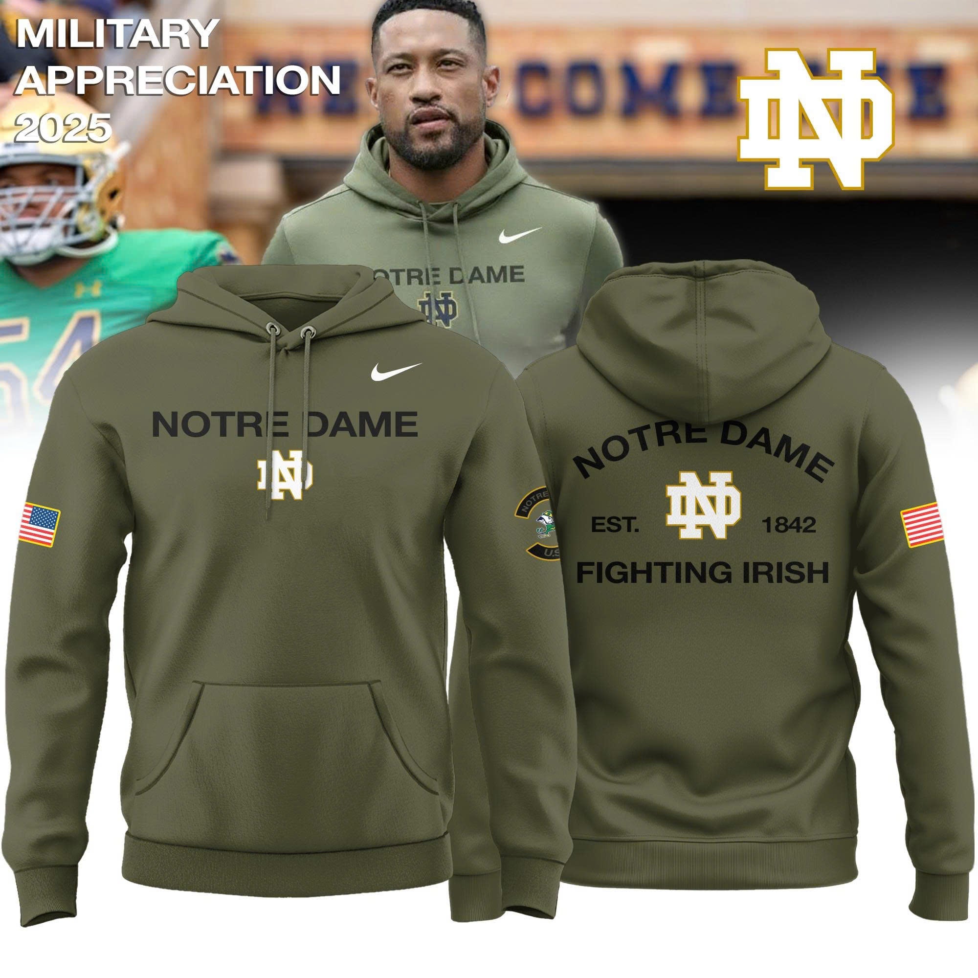 _  Notre Dame Fighting Irish Military Appreciation 2025 Special Hoodie