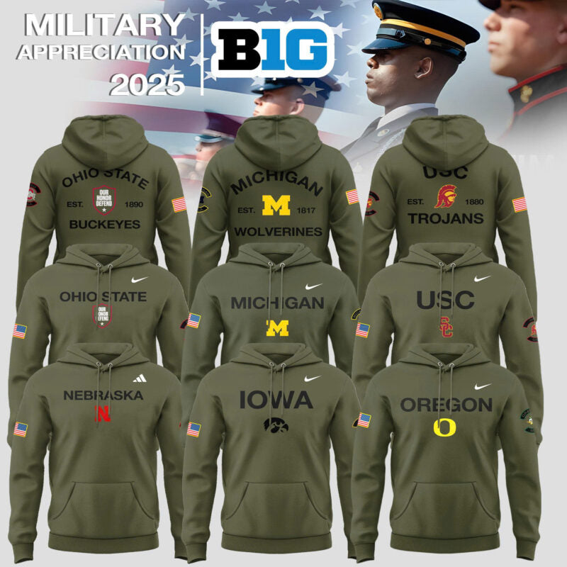 Big Ten Conference Teams 2025 Military Appreciation Limited Edition Hoodie