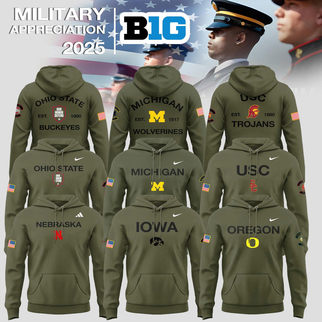 Big Ten Conference Teams 2025 Military Appreciation Limited Edition Hoodie