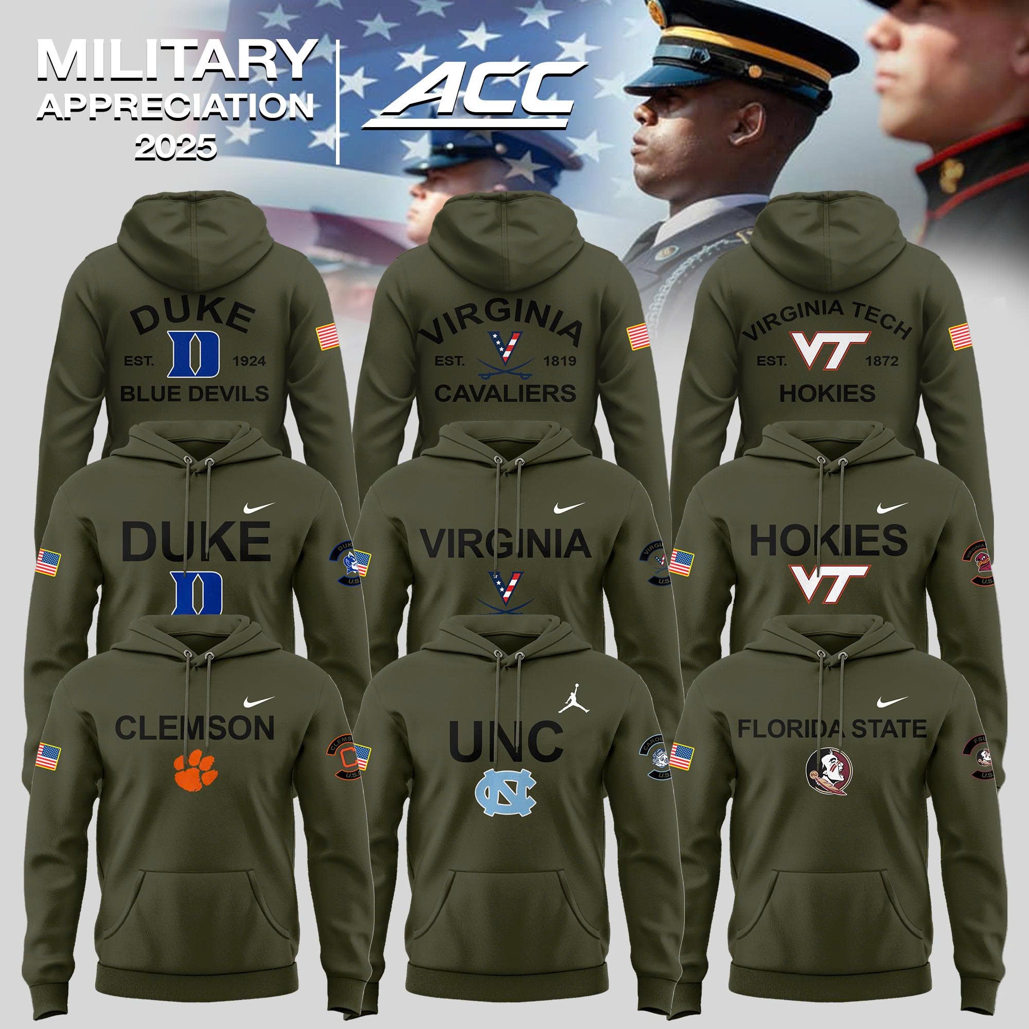 Atlantic Coast Conference Teams 2025 Military Appreciation Limited Edition Hoodie
