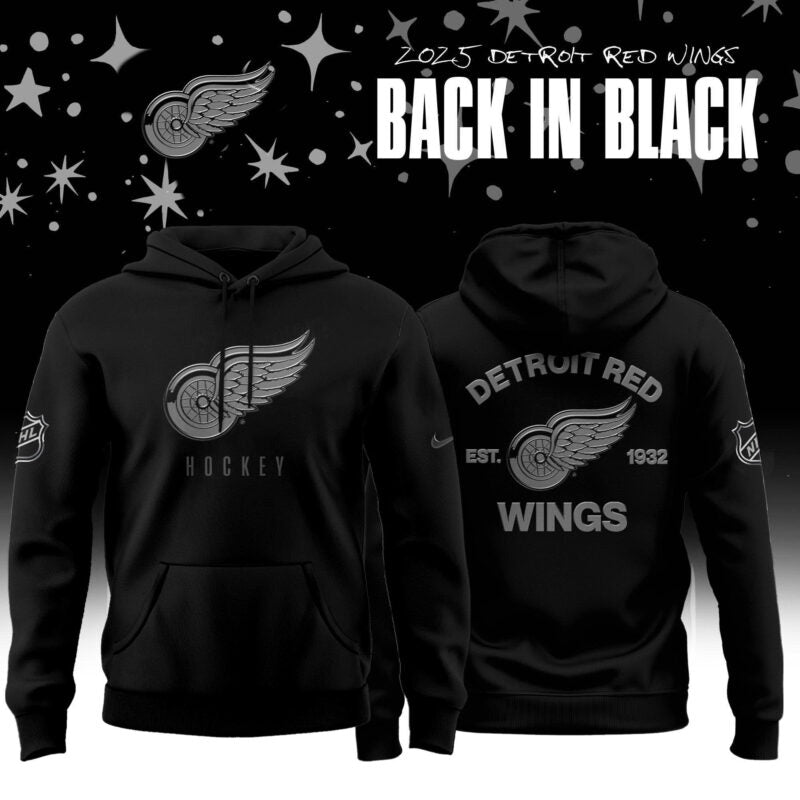 _ Detroit Red Wings Back In Black 2025 Special Edition Hoodie