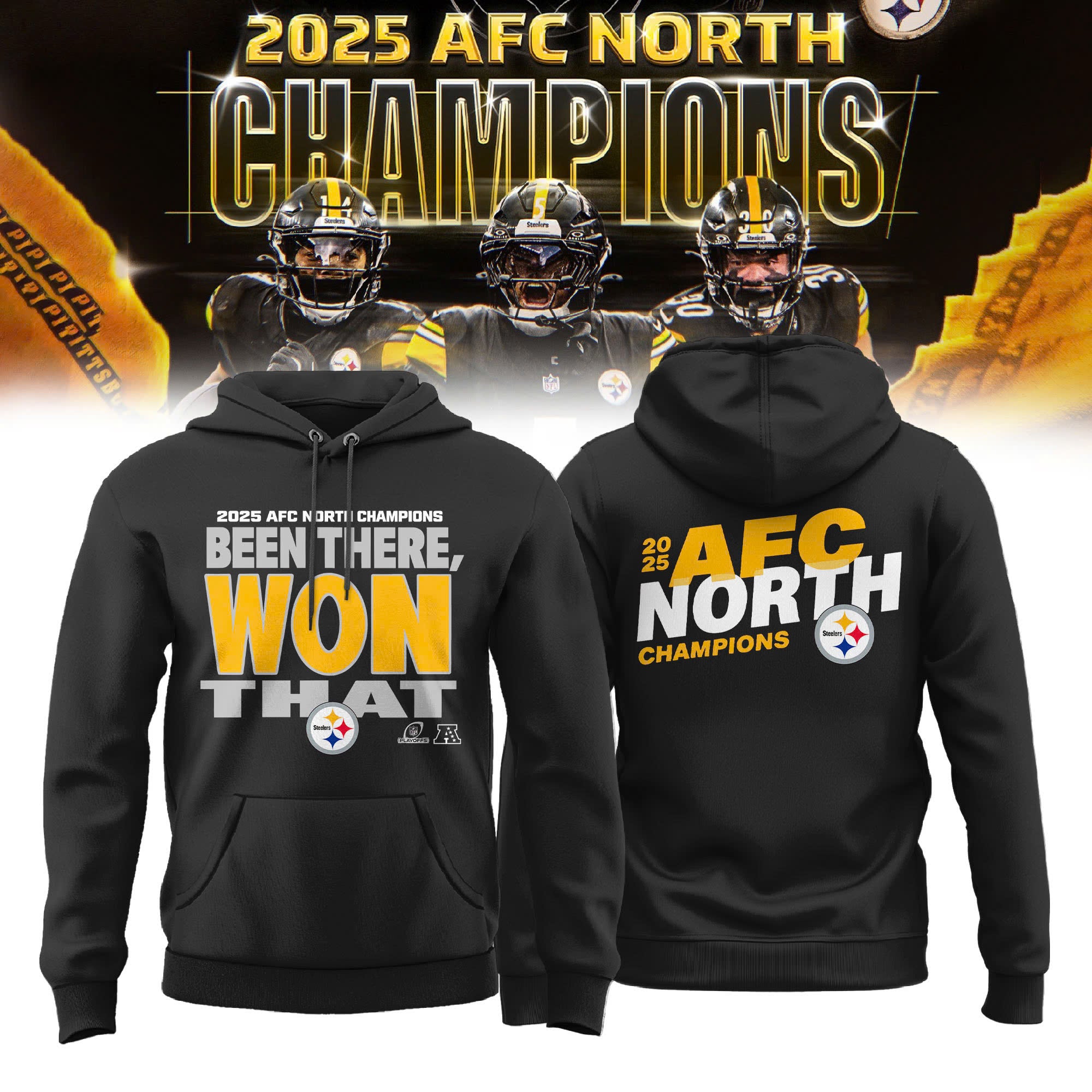 _ Pittsburgh Steelers 2025 AFC North Division Champions Locker Room Hoodie