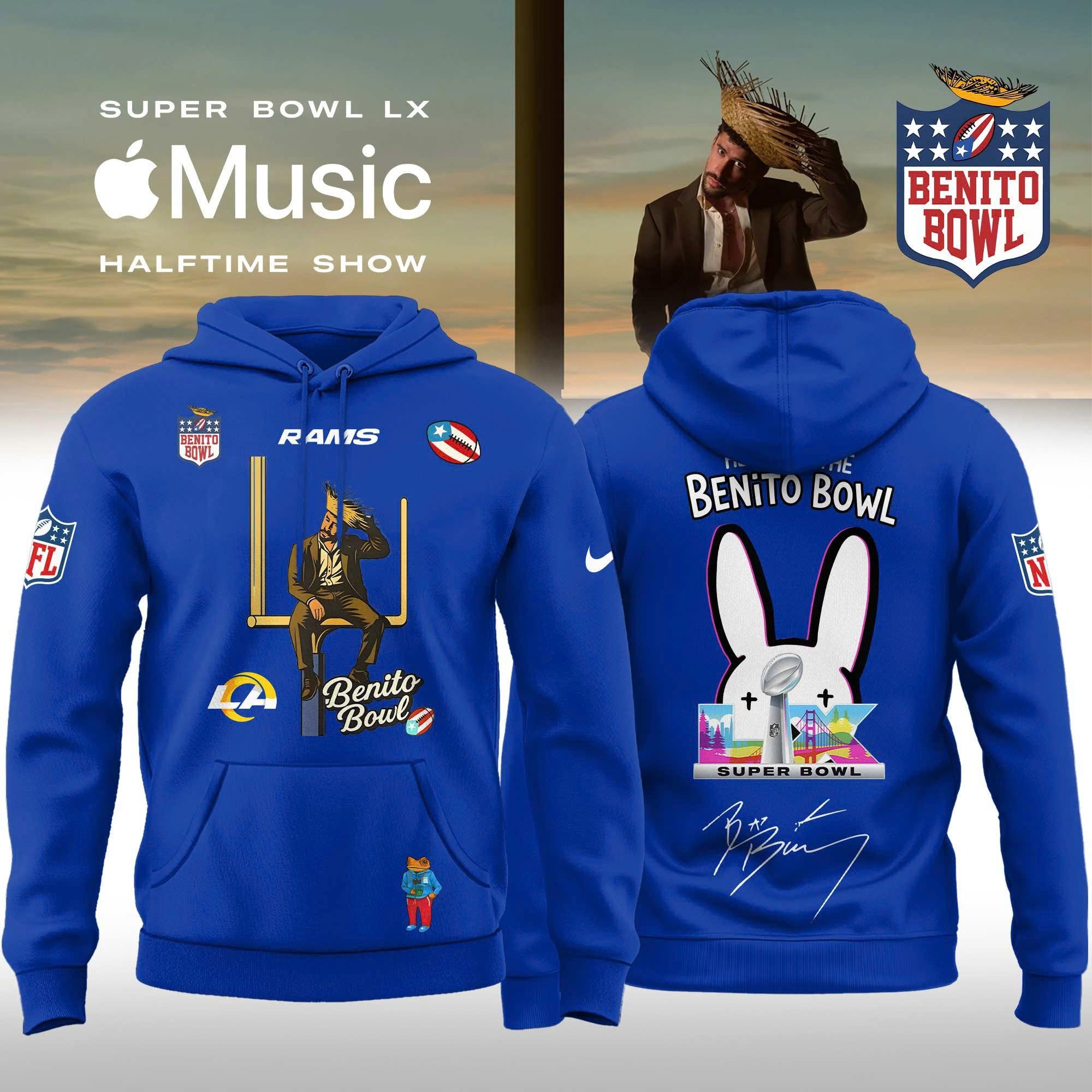 _ Los Angeles Rams x Bad Bunny 2026 Super Bowl LX Halftime Show Special Edition Hoodie