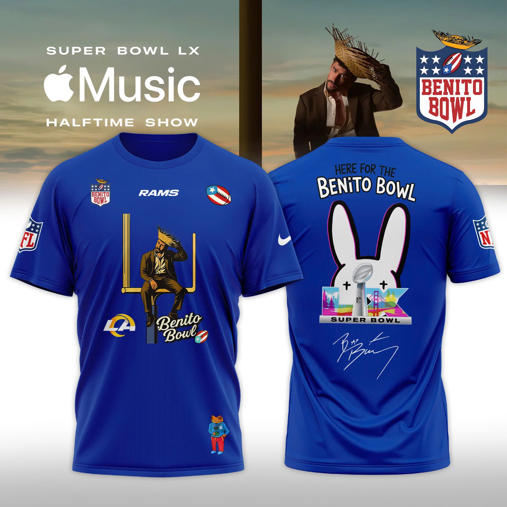 _ Los Angeles Rams x Bad Bunny 2026 Super Bowl LX Halftime Show Special Edition T-shirt