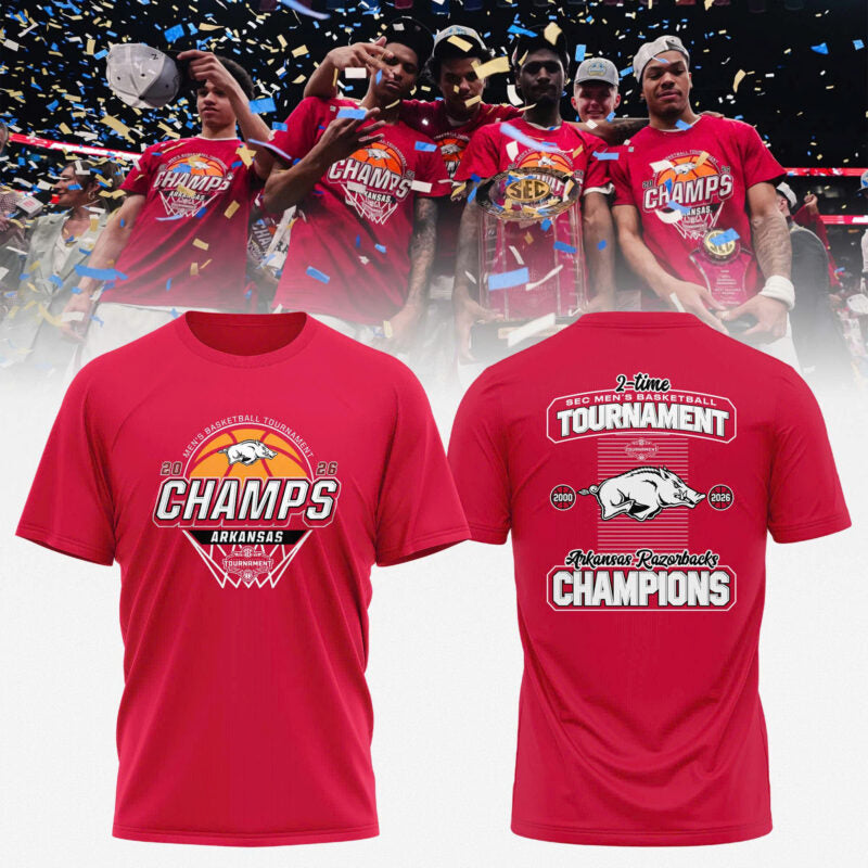 Arkansas 2026 SEC Men's Basketball Tournament Champions Locker Room T-shirt