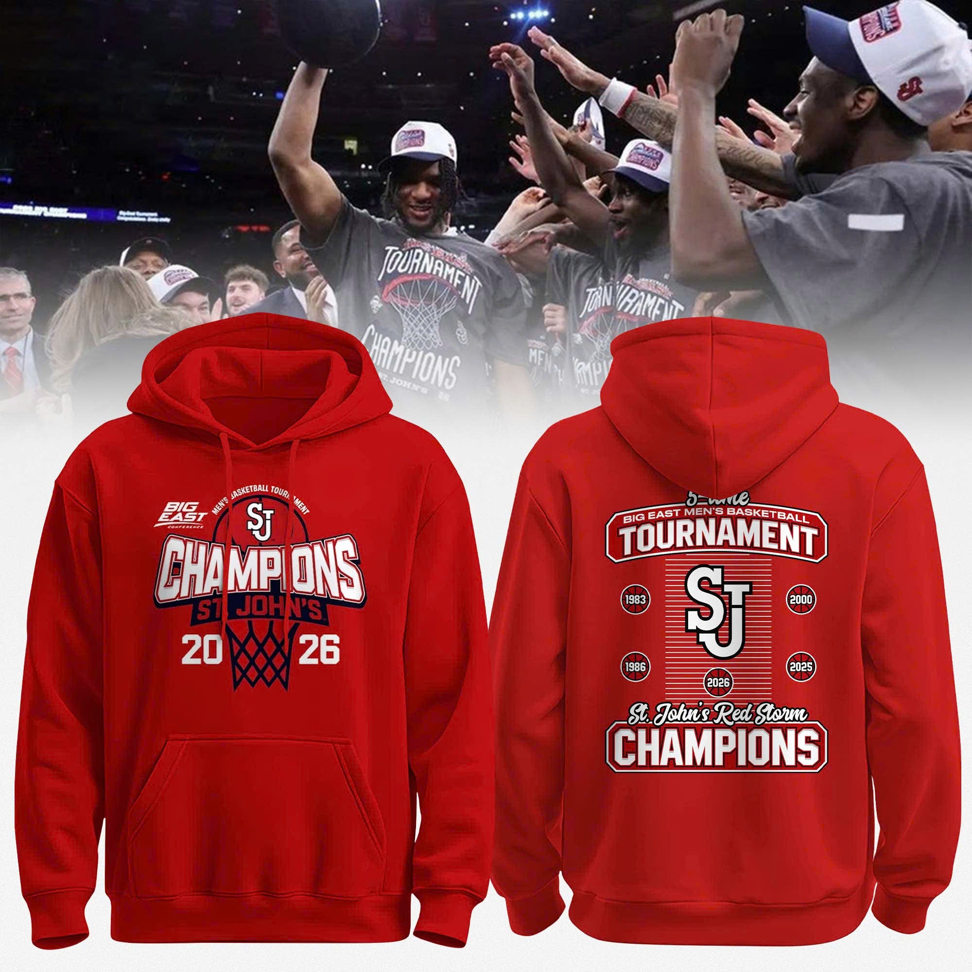 St. John's 2026 Big East Men's Basketball Tournament Champions Hoodie