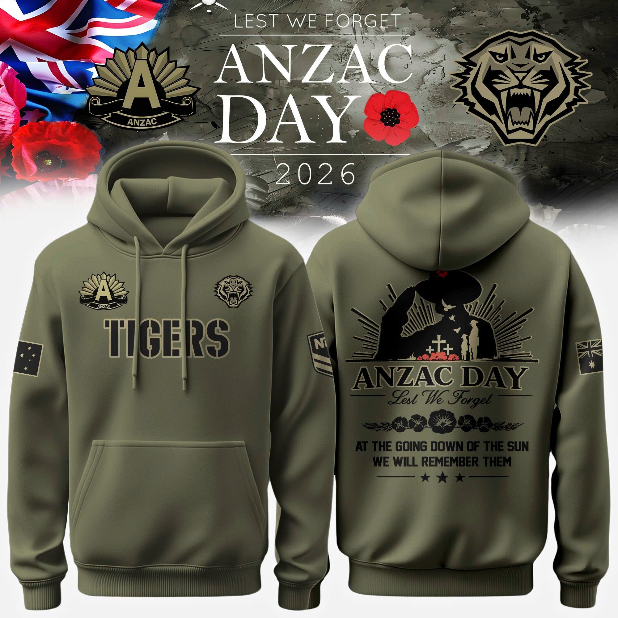 Wests Tigers Anzac Day Hoodie